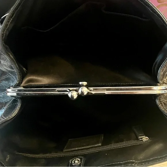 Coach Madison Sophia Kisslock Satchel Black Patent Signature F19215 Vintage - Picture 3 of 9